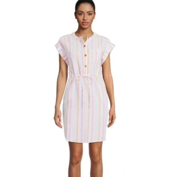 Time and Tru Women's Short Sleeve Shirt Dress classic American nautical size M - Picture 1 of 9